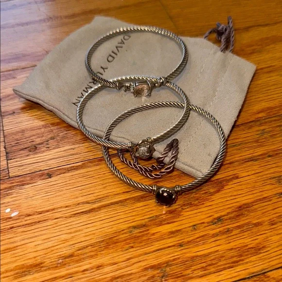 David Yurman Silver Bracelets with Gem Accents 2 bracelets - Picture 3 of 6